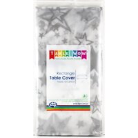Silver Stars Rectangle Plastic Tablecover (137x274cm)