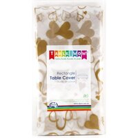 Gold Hearts Plastic Rectangle Tablecover (137x274cm)