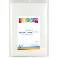 White Round Plastic Tablecover (213cm)