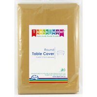 Gold Round Plastic Tablecover (213cm)