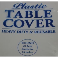 Silver Round Plastic Tablecover (213cm)