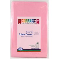 Light Pink Round Plastic Tablecover (213cm)