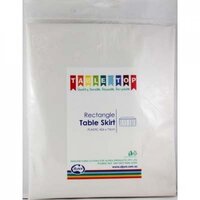 REUSABLE White Pleated Heavy Duty Plastic Table Skirt (73x426cm)