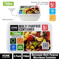 Plastic Takeaway Container with Lids 750ml - Pk 5