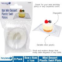 Mini Dessert Plastic Swirl Plates (8x6x1cm) - Pk 8
