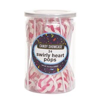 Pink Swirl Heart Lollipops - Pk 24