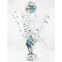 Happy Birthday Silver Balloon Weight Centrepiece