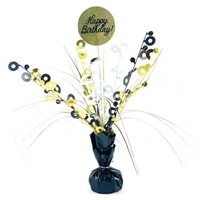 Happy Birthday Black & Gold Balloon Weight Centrepiece