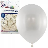 Metallic White Latex Balloons (30cm) - Pk 25