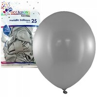 Metallic Silver 30cm Latex Balloons - Pk 25