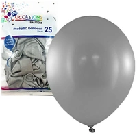 Metallic Silver 30cm Latex Balloons - Pk 25