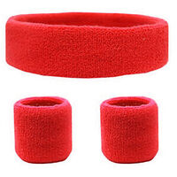 Red Headband & Sweatband Set