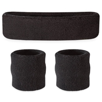Black Headband & Sweatband Set