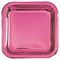 Hot Pink Glitz Square Paper Plate (23cm) - Pk 16