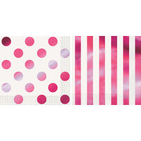Hot Pink Glitz Assorted Paper Napkins - Pk 16
