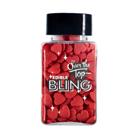 Over The Top Edible Bling Love Hearts - Red 55g
