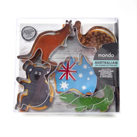 Mondo Australian 5pc Cookie Cutter Set - Australia Map, Kangaroo, Koala, Emu, Crocodile
