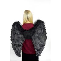 Large Black Feather Angel Wings