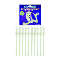 Glow In The Dark Willy Straws - Pk 10
