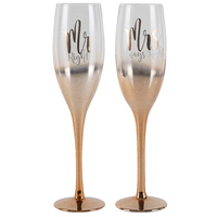 Mr And Mrs Rose Gold Ombre Champagne Set