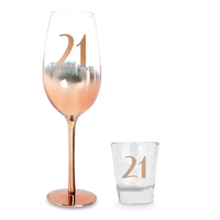 21st Rose Gold Ombre Champagne And Shot Set