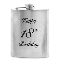 Happy 18th Birthday Silver Hip Flask