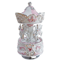 Pink And Silver Plate Horse Carousel - 15Cm