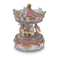 Carousel Pink/Blue W/ White Horse - 16Cm