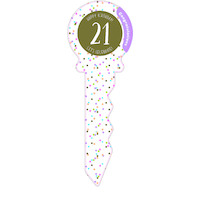 21st Birthday White/Confetti Key Keepsake (36x12cm)