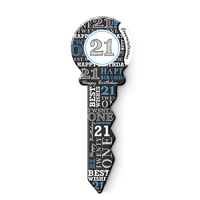 21st Birthday Black/White/Blue Key Keepsake (36x12cm)