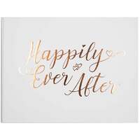 White/Rose Gold Happily Ever After Wedding Guest Book