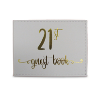 White/Gold 21st Guest Book (23x18cm)