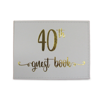 40th Birthday Guest Book With Gold Text - 23Cm X 18Cm