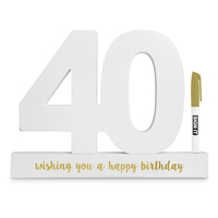 White/Gold 40th Birthday Signature Block