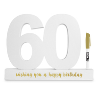 White/Gold 60th Birthday Signature Block