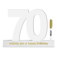 White/Gold 70th Birthday Signature Block