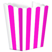 Pink Stripe Popcorn / Treat Boxes - Pk 5