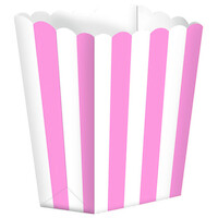 Light Pink Stripe Popcorn Boxes - Pk 5