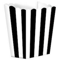 Black & White Stripe Popcorn Boxes - Pk 5