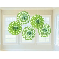 Kiwi Green Paper Fan Decorations - Pk 5