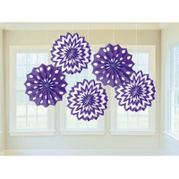 Purple Paper Fan Decorations - Pk 5