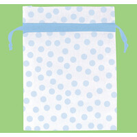 White & Blue Dot Small Organza Bags - Pk 12