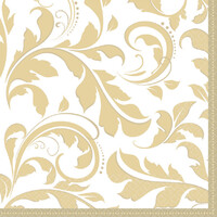 Elegant Gold & White Paper Napkins - Pk 16