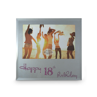 Silver 6x4 Frame with Happy 18th Pink Text