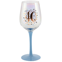 40th Rainbow Pastel Wine Glass