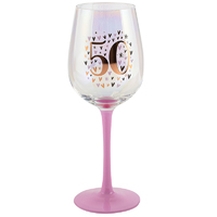 50th Rainbow Pastel Wine Glass