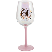 60th Rainbow Pastel Wine Glass