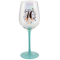 70th Rainbow Pastel Wine Glass