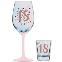 18th Rainbow Pastel Wine & Shot Glass Gift Set