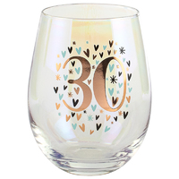 30th Rainbow Pastel Stemless Wine Glass
